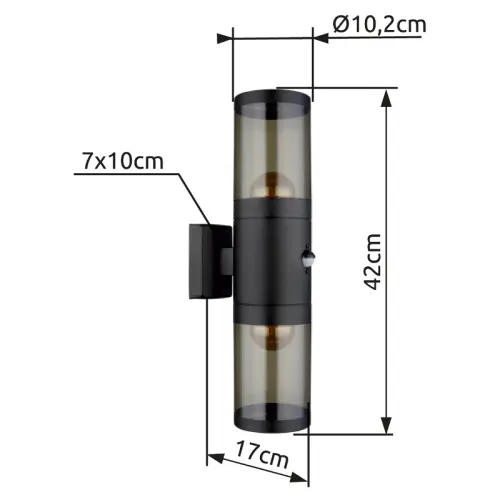 Záhradné svietidlo Globo 32014-2BSS 2x60W E27 230V IP44 , senzor